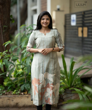 Dewstone Green Siberian Tussar Kurti | Elegant Casual Wear