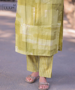 Lime Green Chanderi Co-ord Set with Pockets– Casual Chic