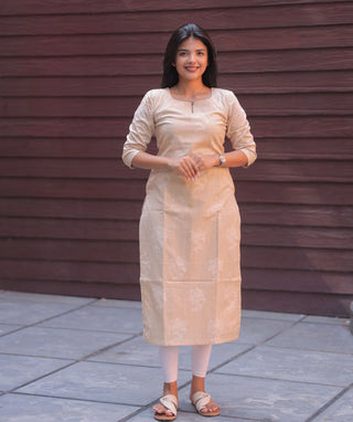Champagne Petal Cotton Kurti | Casual Ethnic Wear for Women