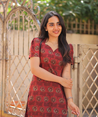 Ruby Maroon Cotton Kurti – Elegant Everyday Wear