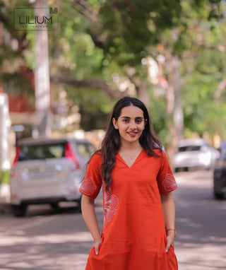 Half sleeve A-line kurti in cotton