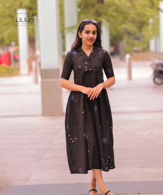 Onyx Dove A-line cotton maxi front view