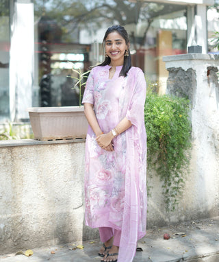 Lavender Petal Haze Hand-Embroidered 3-Piece Set