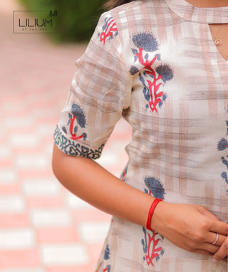 Alabaster Bloom Kurti with shawl draped