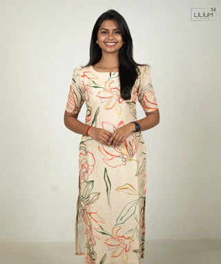 Artistry Floral hakoba kurti front view