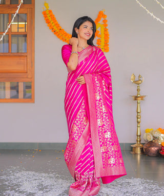 Ruby Rhythm Banarasi Russian saree front view