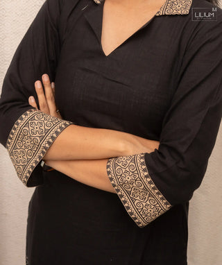 Black Cotton Co-ords with Adjustable Hook and Zipper