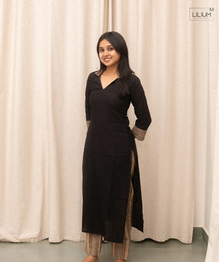 Black Scepter Slub Cotton Co-ords for Women