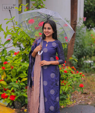 Blue Monarch Muslin Silk 3-Piece Set