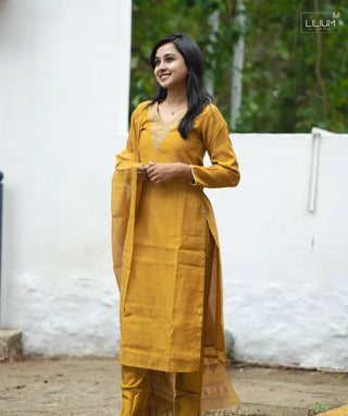 Bronze Radiance Handloom Silk 3-Piece Set