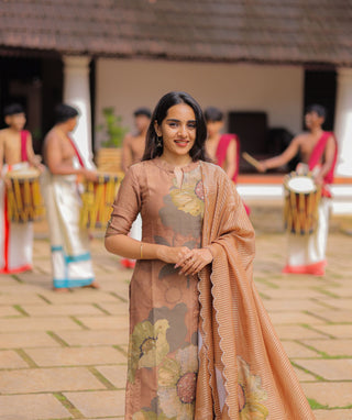 Elegant festive outfit in handloom cotton for women