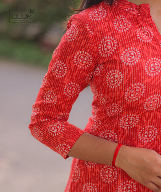Casual Red Cotton Kurti