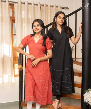 Casual Slub Cotton Kurti with Half Sleeves