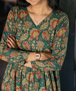 Elegant Leafy Charm Maxi Dress for Women