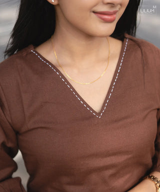 Dark Cocoa Cotton Outfit with Pockets for Women