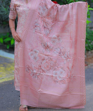 Flat lay of Lotus Veil kurti and shawl combo