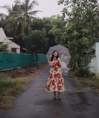 Classic Maroon Modal Shimmer Maxi Dress Front View