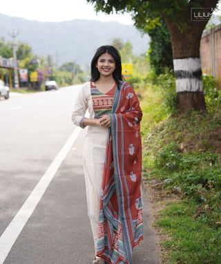 Clay Cream Cotton 3 Piece Set for Women