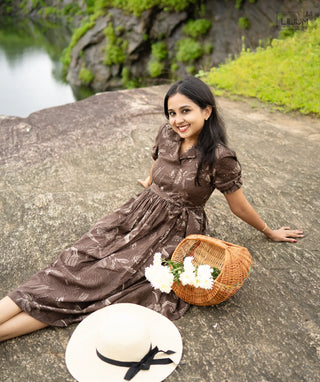 Cotton Maxi Dress in Mocha Trails Shade