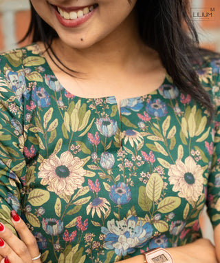 Half Sleeve Cotton Kurti with Slit
