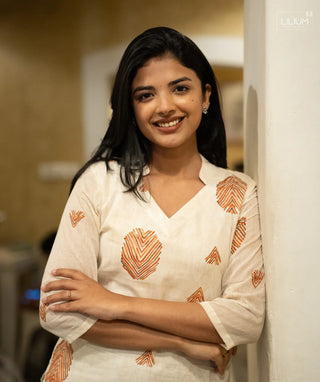 Cotton kurti with open slit side view