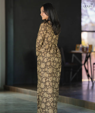 Women’s Coffee Petals Cotton Maxi Outfit