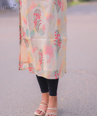 Cream Grace Kurti – 44 inches Length with Lining