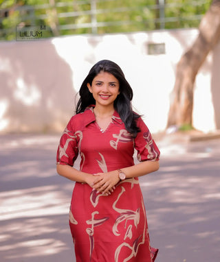 Crimson Verse muslin kurti front view