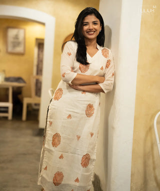 Dream Cream cotton kurti front view