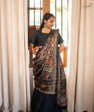 Ebon Eclipse Half Saree Linen Slub Dress