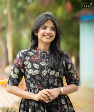 Elbow Sleeve Detail on Stygian Crown Dress