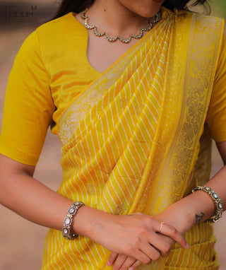 Elegant Golden Banarasi Saree