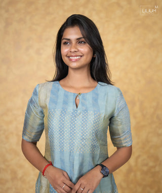 Elegant Silver-Blue Kurti