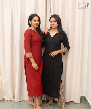 Elegant Slub Cotton Co-ords with Semi Waistband