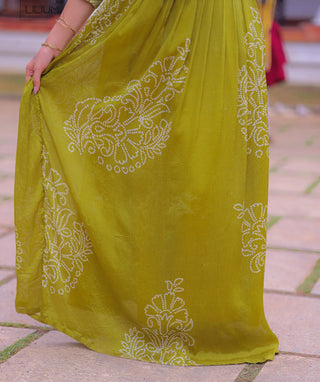 Leaf Shine Green Shimmer Crop-Top & Skirt