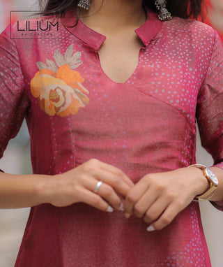 Tissue Silk Kurti with Coordinated Shawl