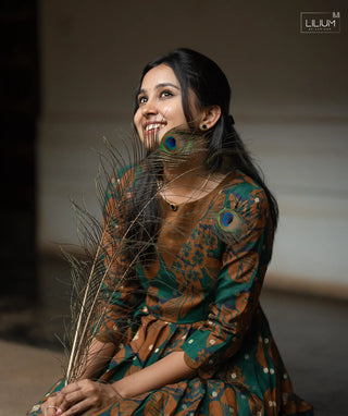 Emerald Rustle Tussar Silk Maxi Dress