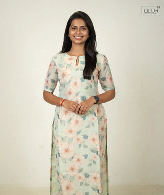 Eternal White Organza Kurti Front View