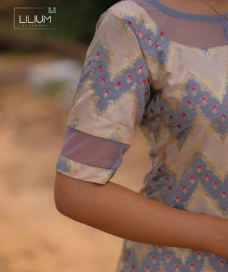 Kurti with 44-inch Length Banaras Silk
