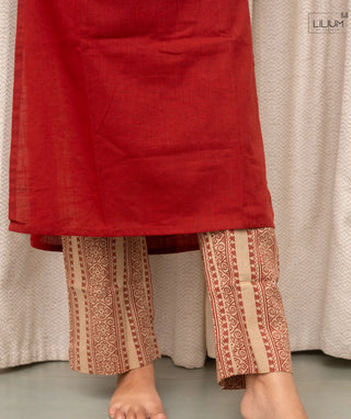 Ethnic Wear Garnet Cotton Co-ords Festive Style