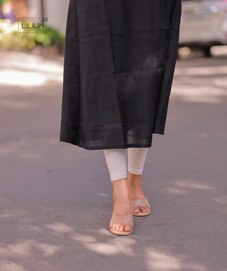 Side view of A-line black kurti