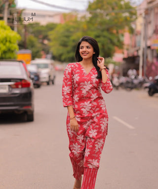 Flarevine Bloom Cotton Co-ords Set Women