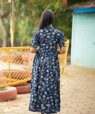 Flowing Hem of Sapphire Enchant Maxi Dress