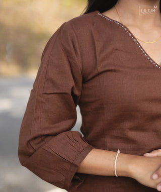 Khadi Cotton Co-ords with Semi Waist and Open Slit