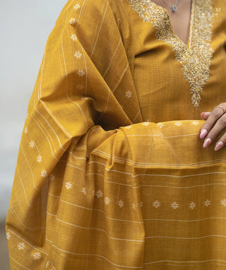 Full Sleeve Handloom Silk Kurta with Matching Bottom