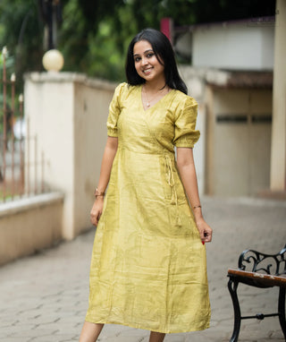 Golden Ochre Muslin Maxi Dress