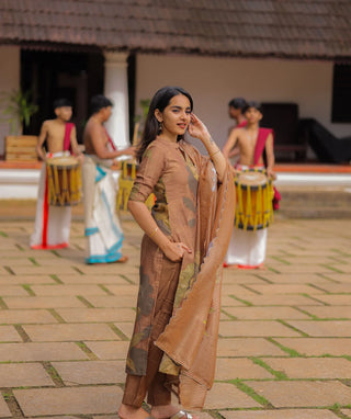 Stylish ethnic kurti set in earthy tones for festival