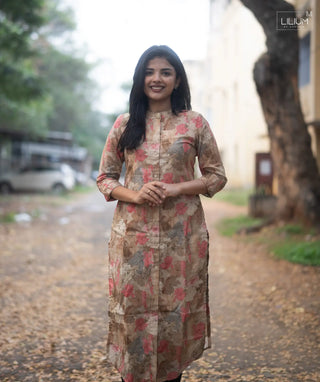 Hazel Bloom Mul Mul Cotton Kurti Front View