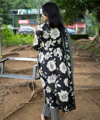 Back view of A-line cotton kurti in twilight hue