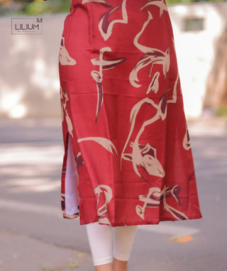 Red half sleeve kurti for women